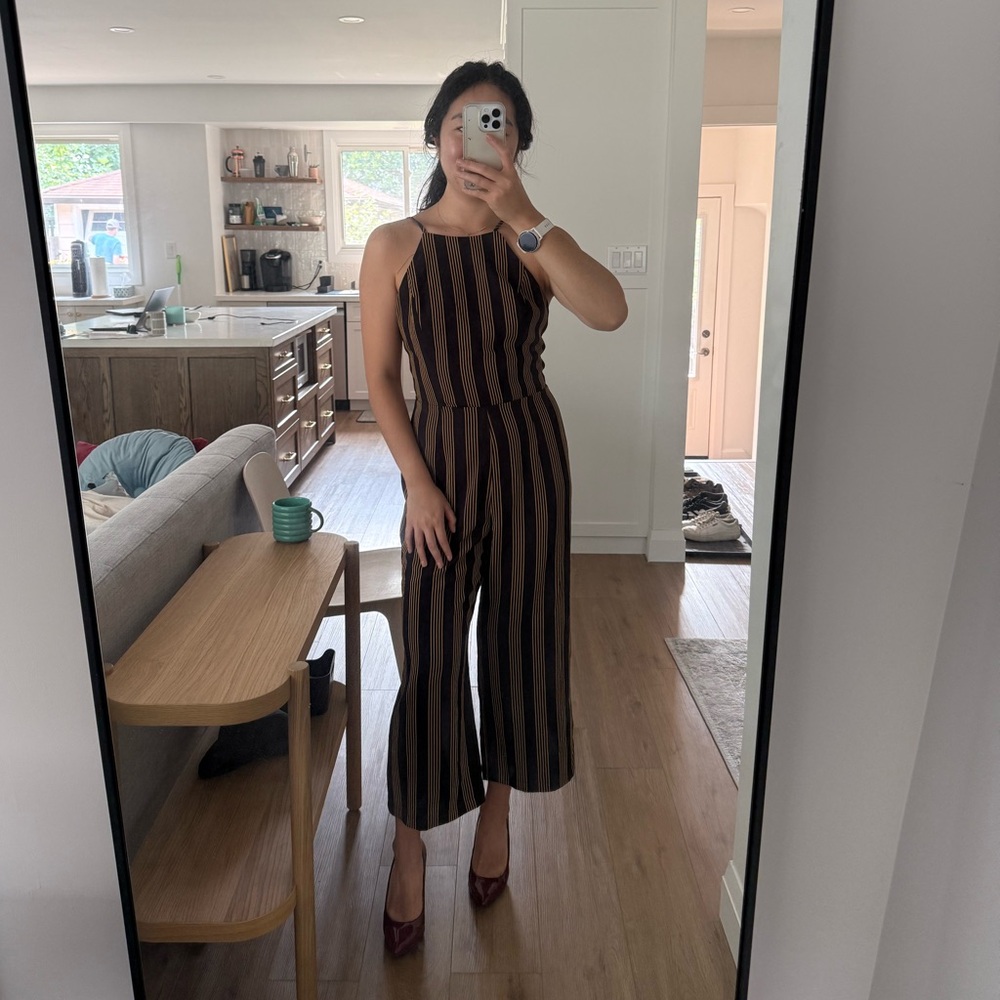 Dynamite Striped Black and Brown-gold Jumpsuit - small